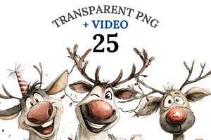 25 Reindeer Clipart Set, an Animal Illustration by Pati Charm Studio