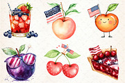 Watercolor 4th of July Clipart Fruit, an Illustration by Libby Wishes (Thumbnail 2 of 7)