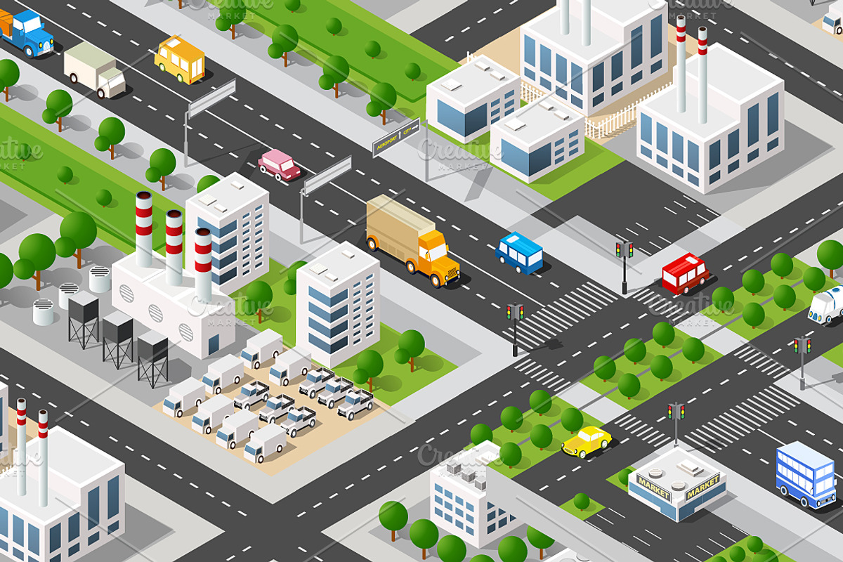 Isometric bundle modern 3D city, an Object Graphic by AlexZeL