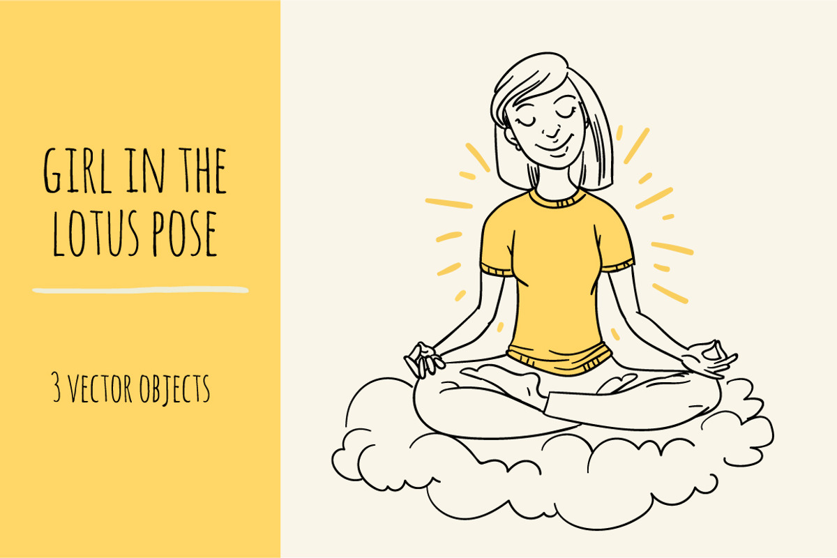 girl in the lotus pose, a Healthcare Illustration by adi katz (Photo 3 of 3)