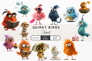Quirky Bird Clipart, 47 PNG