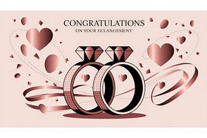 Elegant engagement celebration card, an Illustration by tilialucida