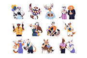 Animals at birthday party set, cards, an Animal Illustration by PaperTrident (Thumbnail 1 of 18)