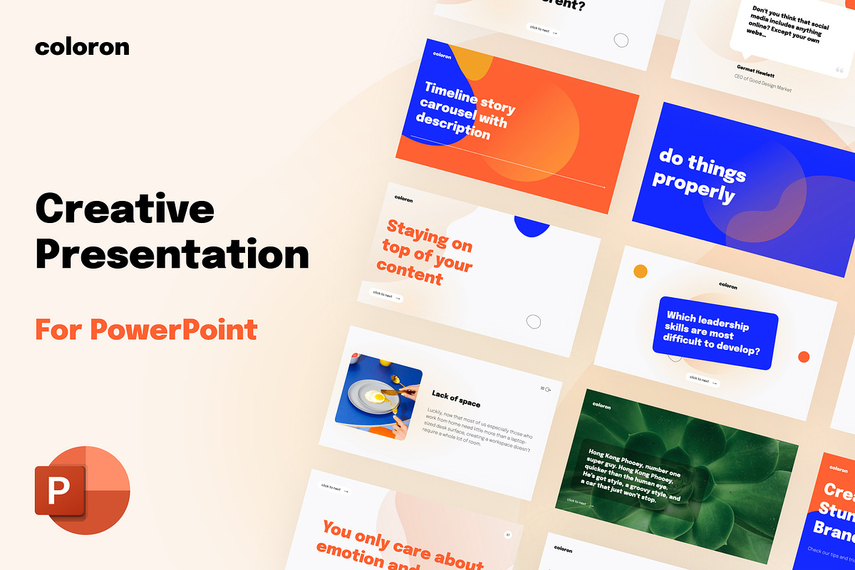 Coloron Creative PowerPoint Template, a Presentation Template by Vladislav Muslakov (Photo 1 of 16)