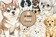 15 Bundle Watercolor Puppy Dog Baby, an Animal Illustration by Morspective (Thumbnail 1 of 8)