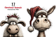 Cute Animals Christmas Clipart, a Transportation Illustration by SinaCreation (Thumbnail 1 of 7)