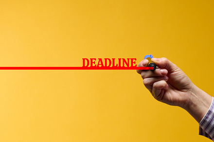red line with the inscription deadline and a female hand with a, a Business Photo by ndanko
