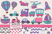 Girls Transporation Illustrations, a Transportation Illustration by Amanda Ilkov (Thumbnail 1 of 3)