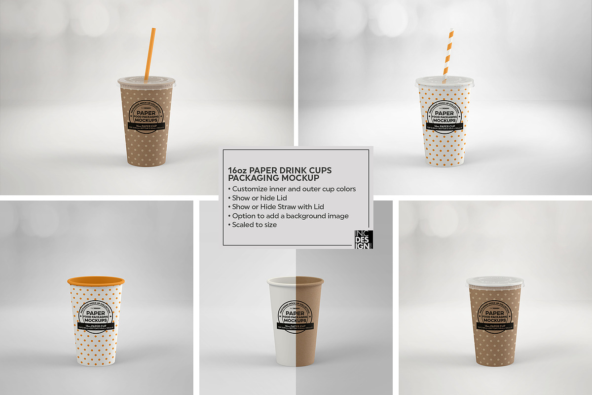 Paper Drink Cups Packaging Mockup, a Cups & Container Mockup by INCDesign (Photo 12 of 17)
