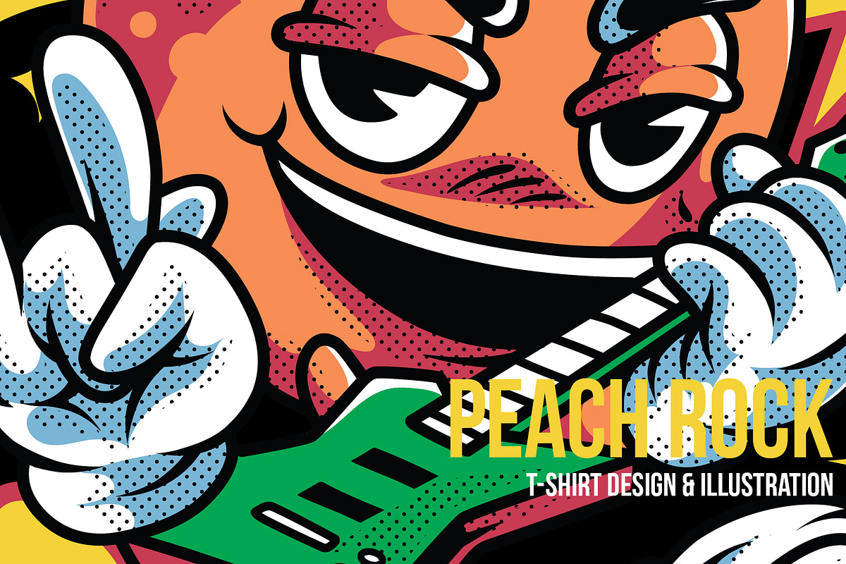 Peach Rock T-Shirt Illustration, a Food Illustration by badsyxn (Photo 1 of 5)