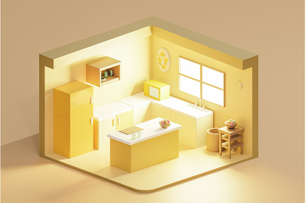 3D render of cartoon low poly yellow, a Photo by Daniel Megias