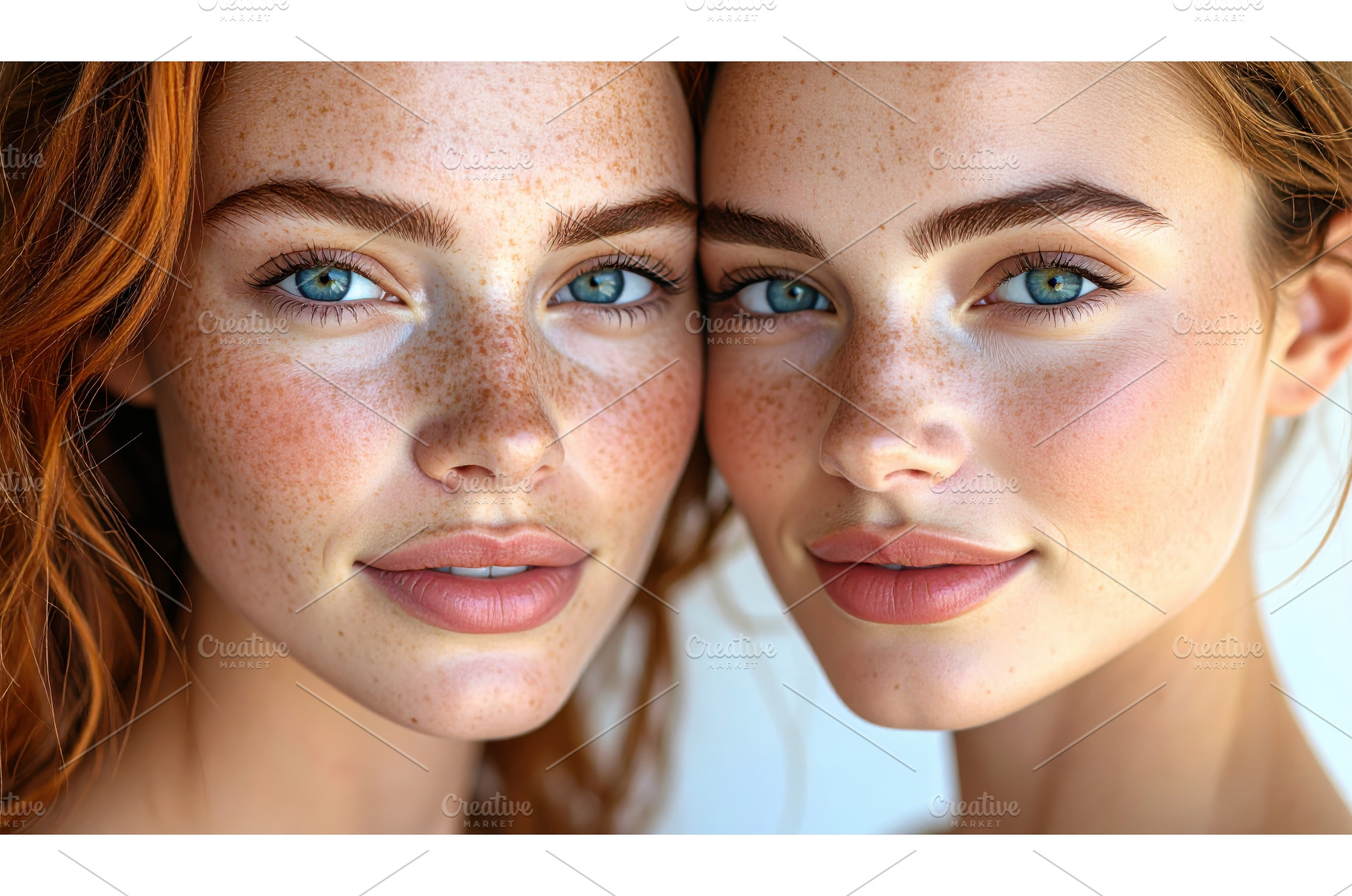 Two women with freckles and blue, a Beauty & Fashion Photo by Igor Tichonow
