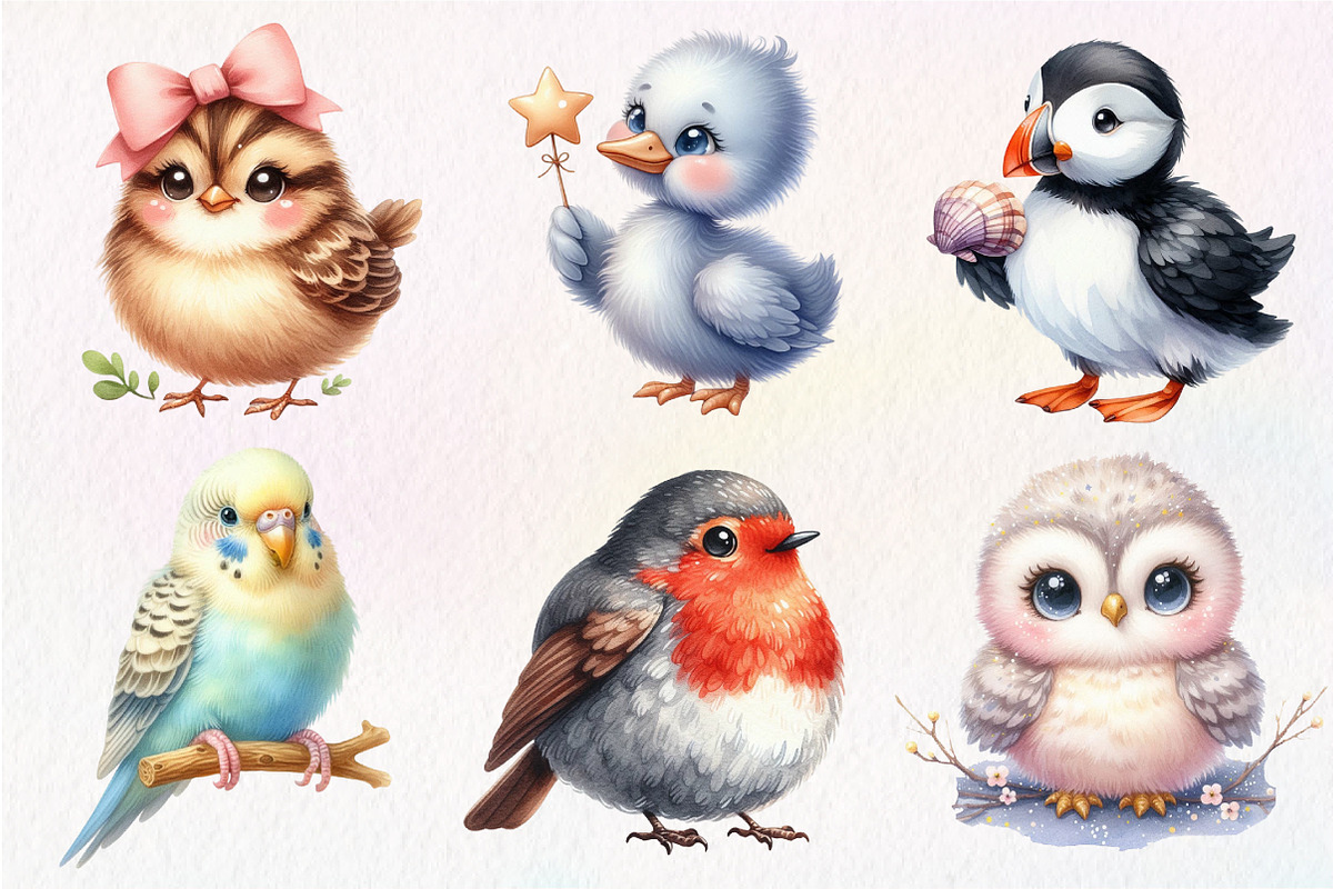 Cute Birds Sublimation Clipart PNG, an Illustration by Dream Creation (Photo 6 of 7)