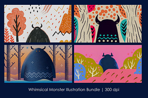 Whimsical Monster Bundle, an Animal Illustration by StockVerse Creative