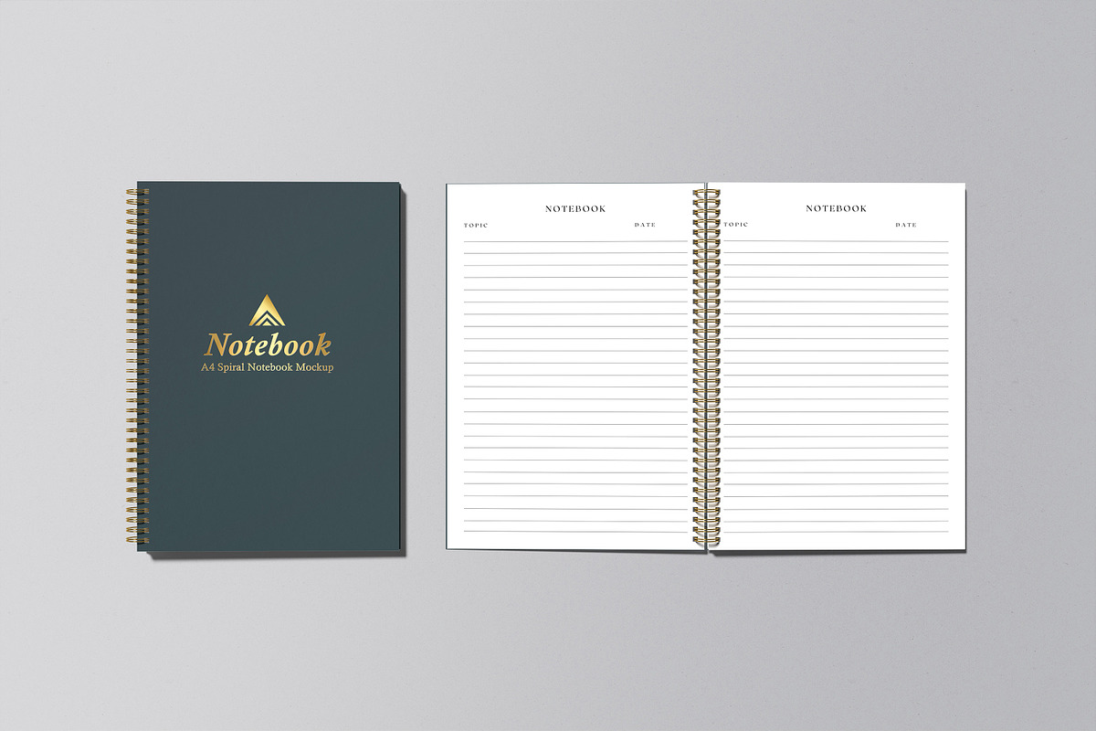 A4 Spiral Notebook Mockup, a Print Template by graphicsecond (Photo 7 of 16)
