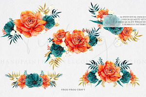 Burnt Orange & Navy Blue Clip Art