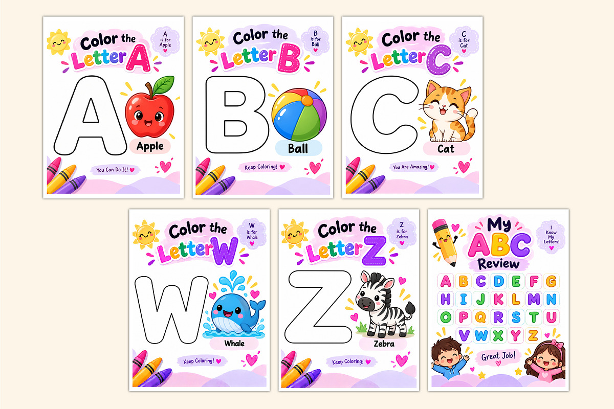 ABC Coloring & Learning Book, a Stationery Template by Shumaya (Photo 3 of 4)
