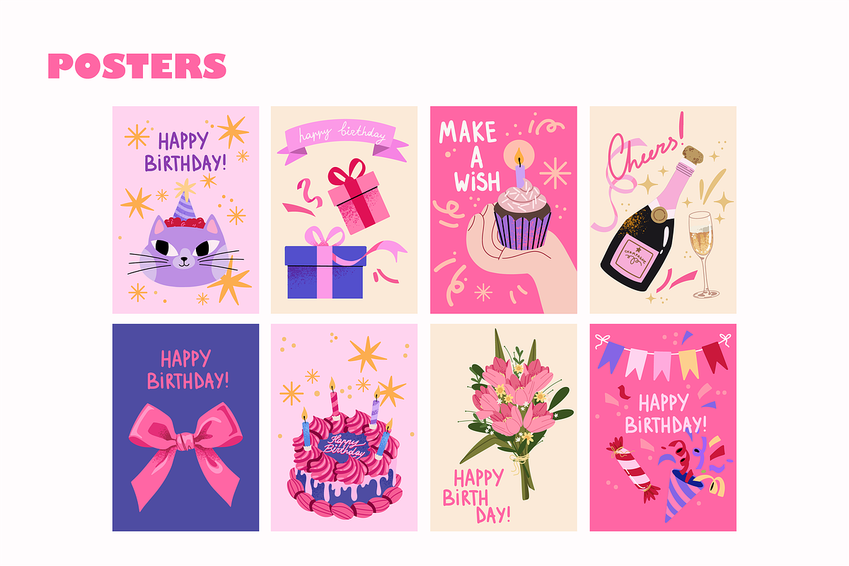 HAPPY BIRTHDAY clipart collection, a Decorative Illustration by UnaAnya (Photo 4 of 7)