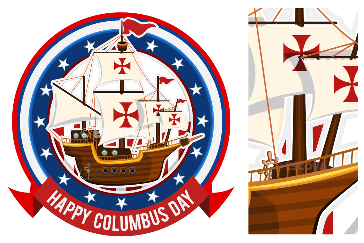 Happy Columbus Day, an Illustration by vectorbender village