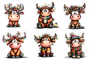 Quirky Christmas Highland Cow, an Illustration by CreationArt (Thumbnail 5 of 5)