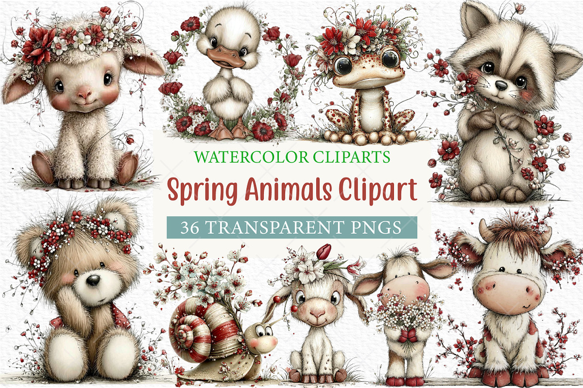 Spring Animals Clipart Png Bundle, an Illustration by Craft Nest (Photo 1 of 8)