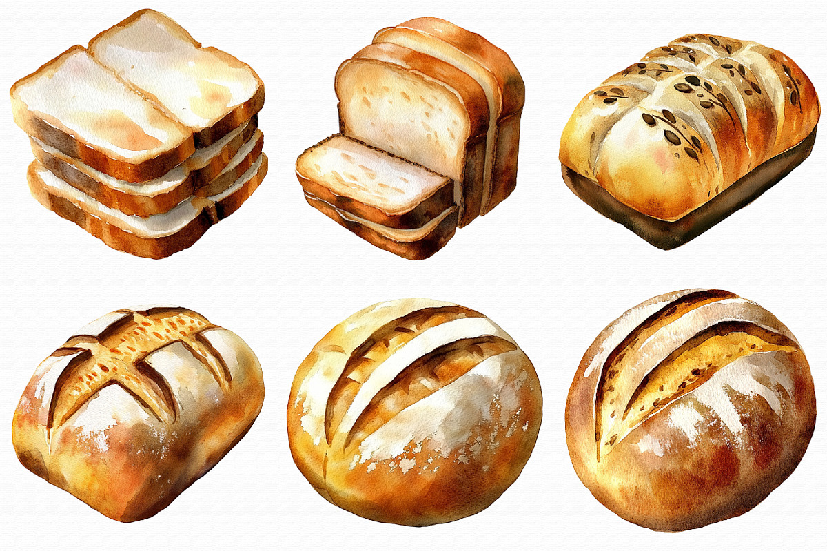 Watercolor Baker's Bread Clipart, an Illustration by Libby Wishes (Photo 5 of 7)