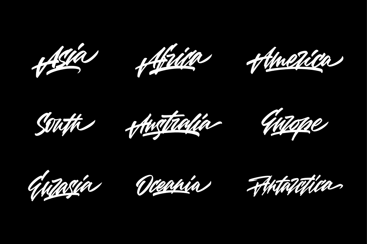 Continents Brush Lettering set, an Object Graphic by Anton Akhmatov (Photo 6 of 6)