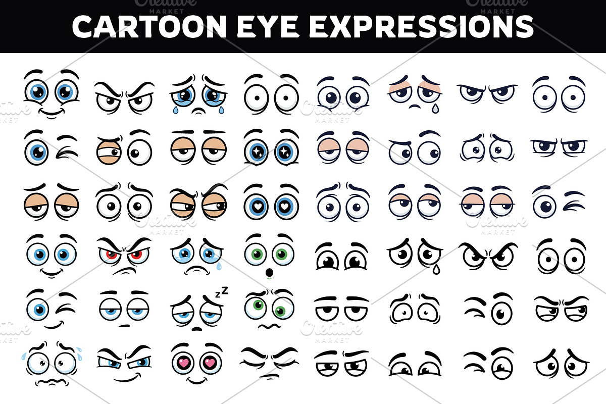 Cartoon Eye Expressions Silhouette, an Object Graphic by nandinigraphics (Photo 1 of 3)