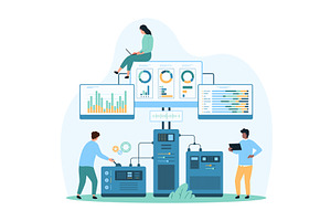 Cloud data storage hosting, a Technology Illustration by Flashvector