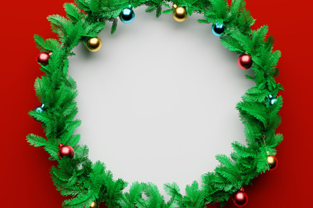 Christmas garland pine decoration with empty space in the middle, a Holiday Photo by Ministocker
