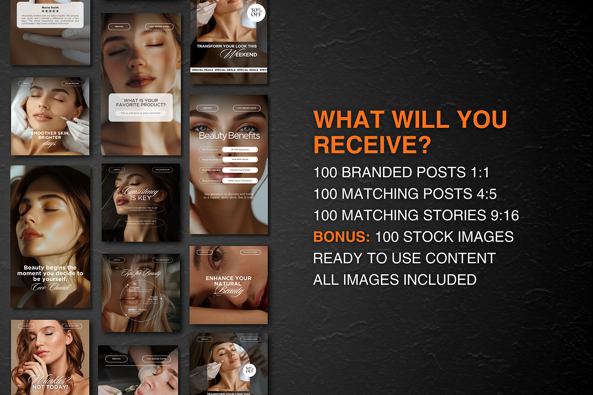 Medspa Social Media Templates, a Social Media Template by DesignsbyMariaStudio (Photo 2 of 10)