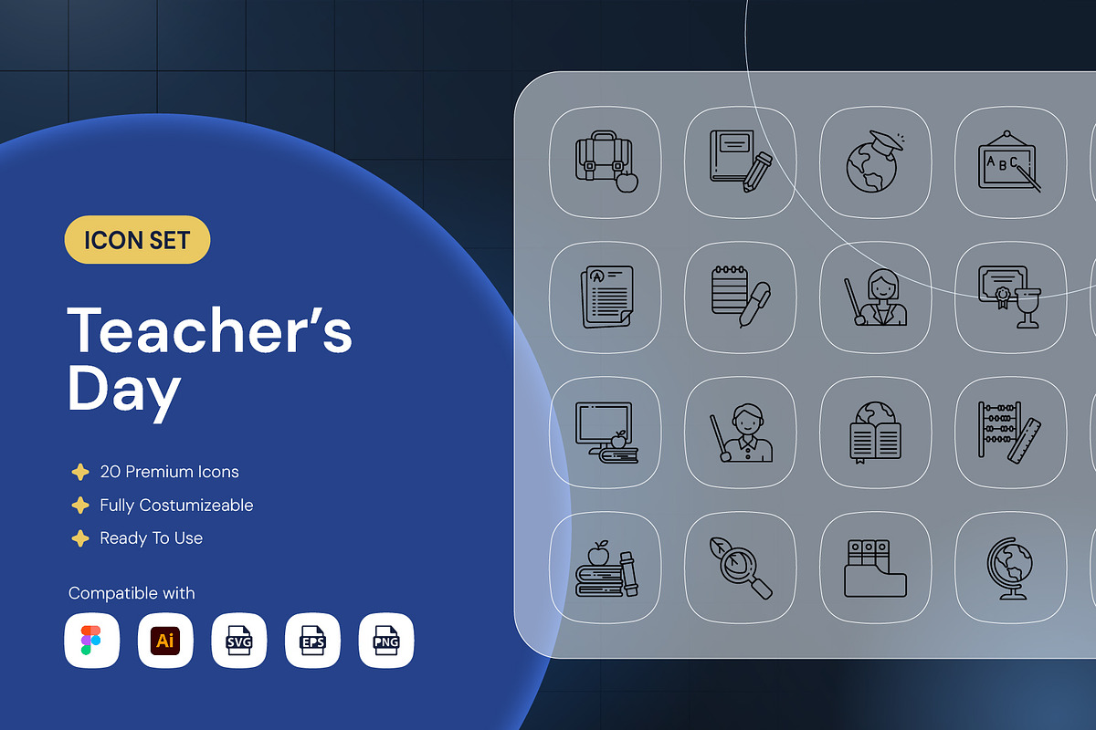 Teacher's Day Icon, an Outline Icon by Nathaya Studio (Photo 1 of 2)