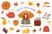 Fall season illustration set, a Seasonal Illustration by NatalieArtShop (Thumbnail 1 of 7)
