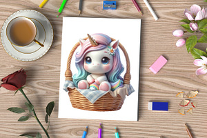 Watercolor Cute Baby Unicorn Clipart