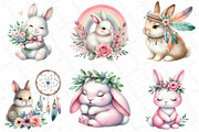 Watercolor Boho Pink Bunny Clipart, an Illustration by DreamPrint404 (Thumbnail 3 of 5)