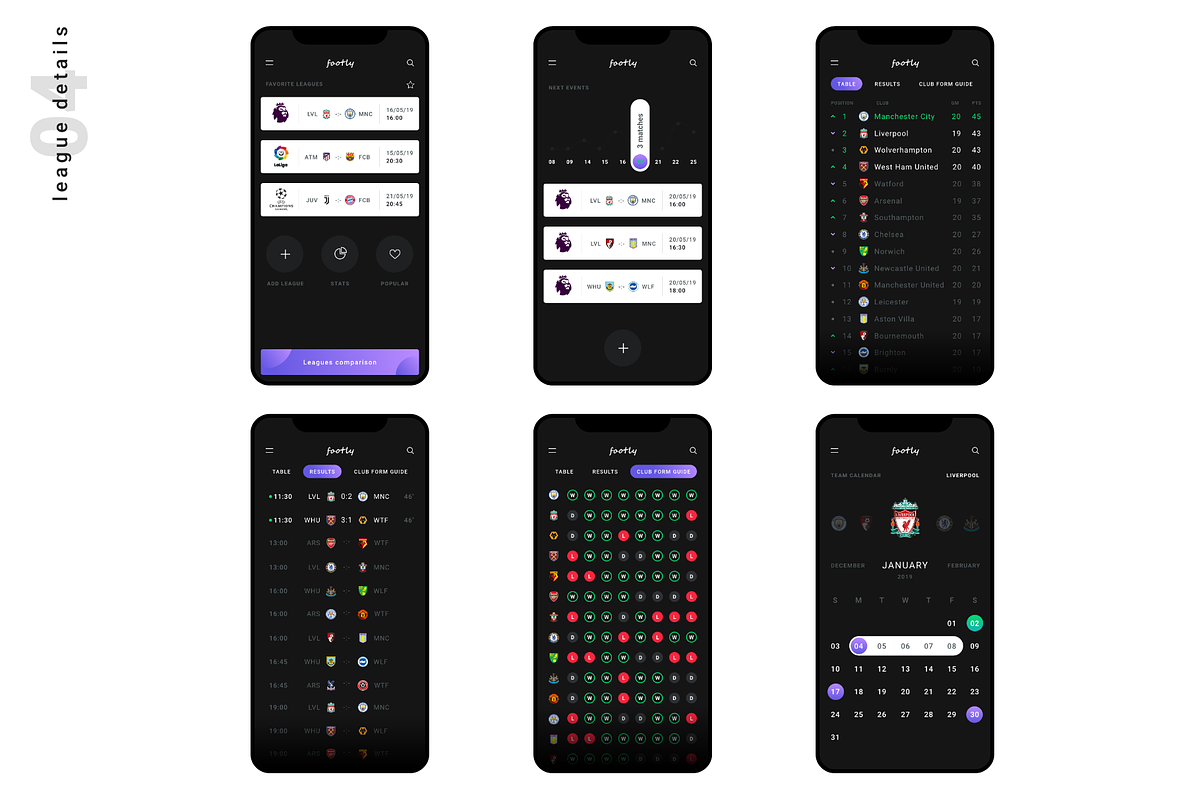 Footly - Football UI KIT (Xd file), an App Template by Filip Korzycki (Photo 5 of 6)