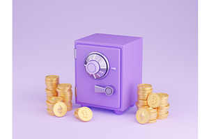 Safe Box With Crypto Currency Money