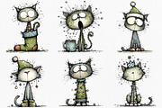 Funny Christmas Cat Clipart Bundle, an Illustration by Canvas Craft (Thumbnail 4 of 7)