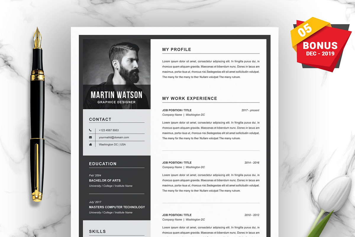 Resume/CV Bundle | 200+ for $29, a Resume Template by ResumeInventor (Photo 91 of 207)