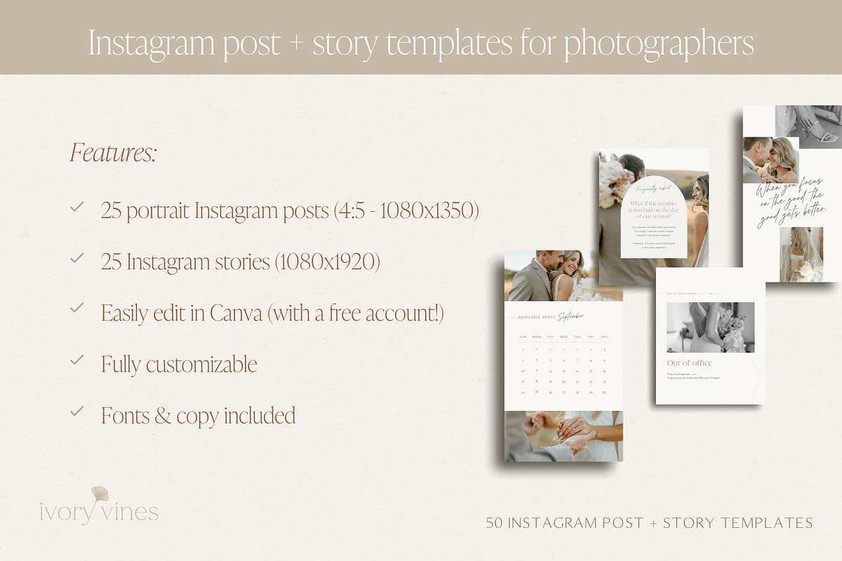 Neutral photography Instagram bundle, a Social Media Template by Wonderlik Webdesign (Photo 6 of 11)
