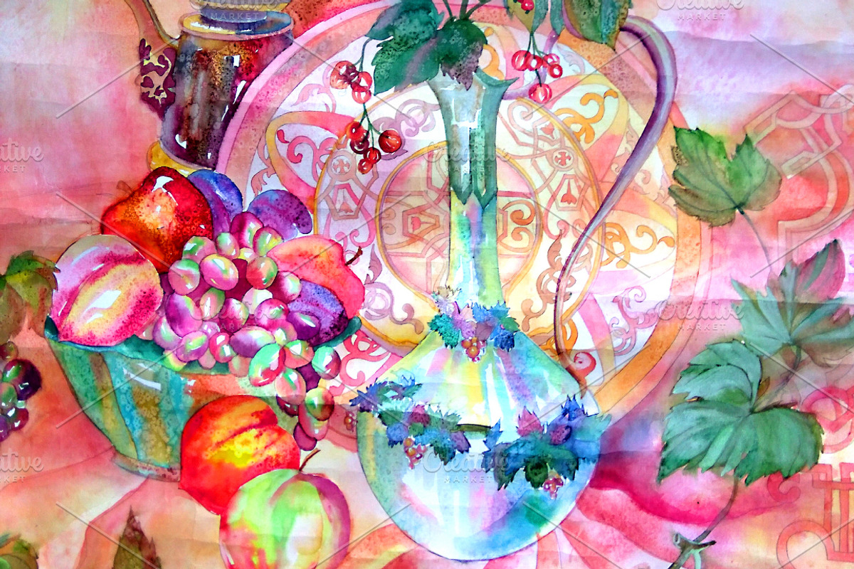 Watercolor grape set + Bonus 4 BG., a Decorative Illustration by redstudio (Photo 2 of 11)