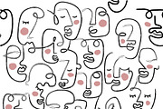 Outline brush hand drawn faces eps, a Decorative Illustration by Mary P (Thumbnail 1 of 4)