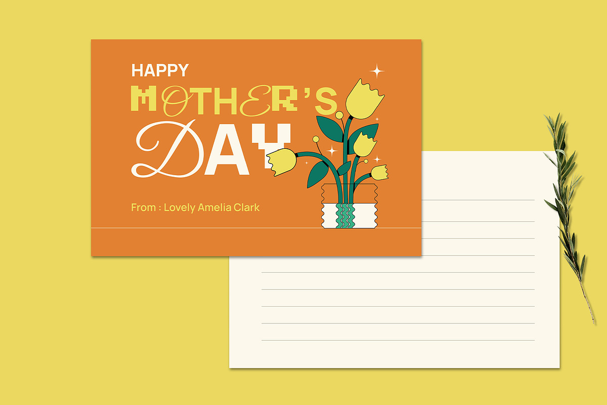Orange Mothers Day Greeting Card, a Card Template by Neermana (Photo 3 of 4)