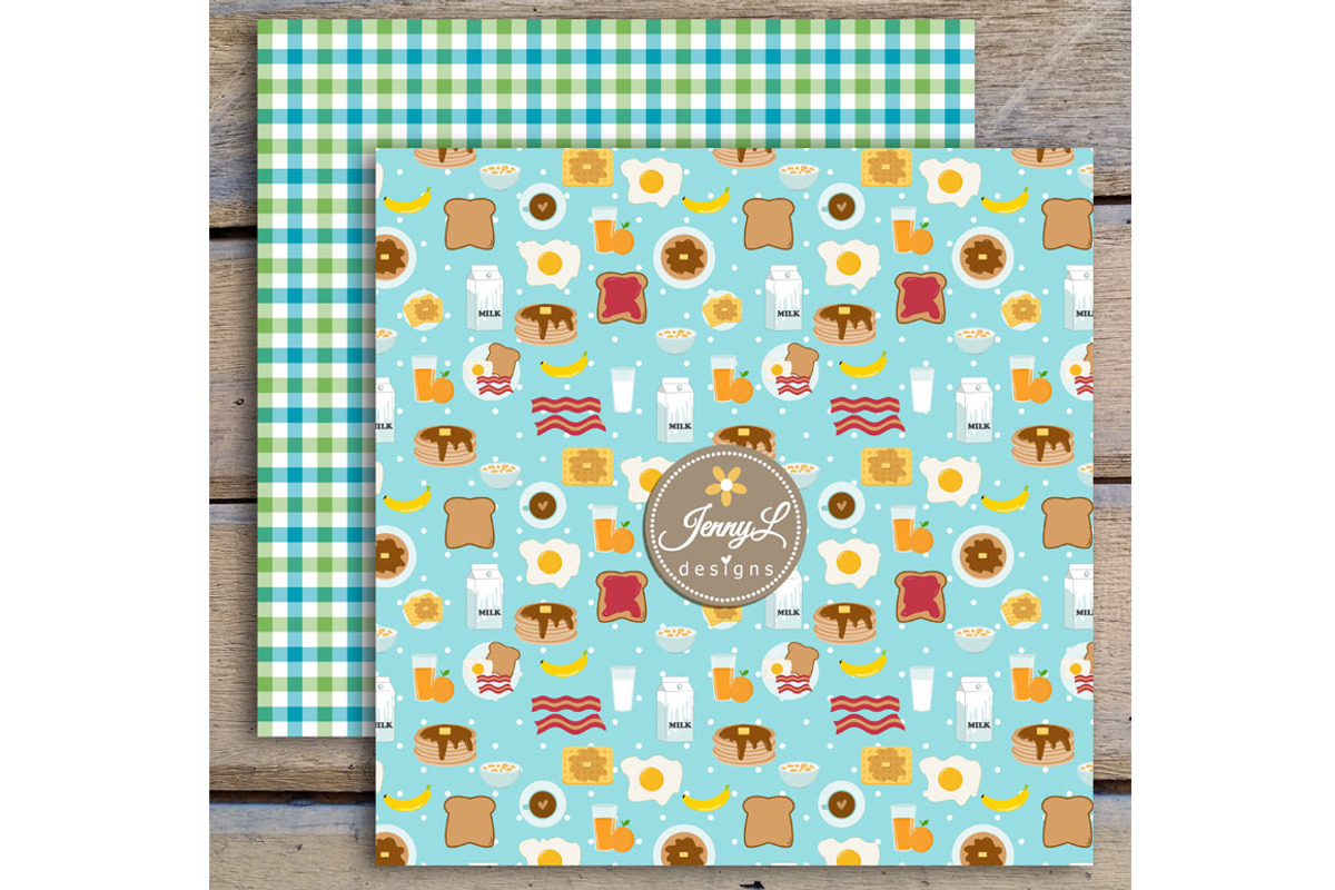 Breakfast Digital Papers & Clipart, a Pattern Graphic by JennyL Designs (Photo 3 of 6)