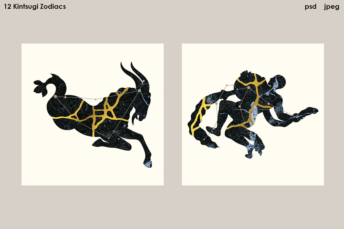 Kintsugi Zodiacs Vol.2 - PSD, JPEG, an Object Illustration by Kessens (Photo 4 of 9)
