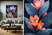 8 blue plant leaves art wall print, a Decorative Illustration by ARTOZEN DIGITAL (Thumbnail 6 of 13)
