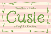 Cusie - Playful Bubbly Font, a Handwritten Font by Huge Dream Studio (Thumbnail 1 of 8)