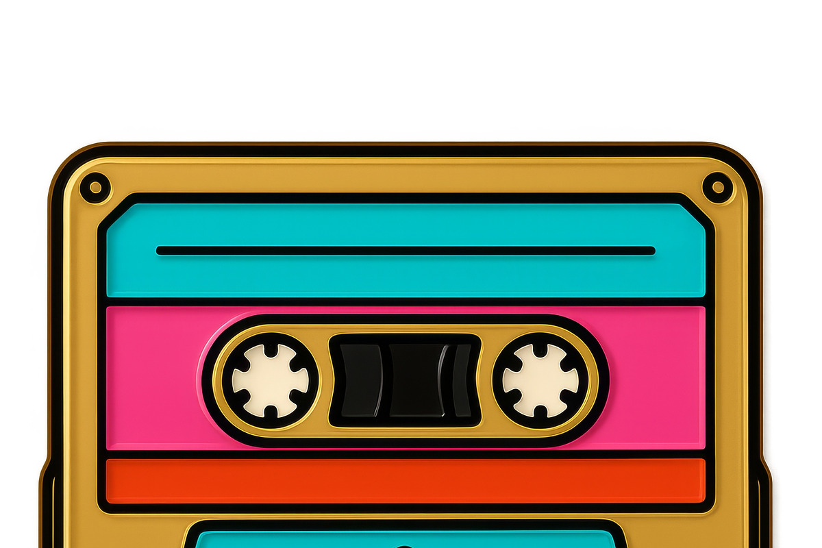 Cassette tape enamel pin isolated on, an Illustration by Dvoevnore photos