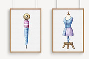 Watercolor Sewing Clipart, an Illustration by Libby Wishes (Thumbnail 3 of 5)