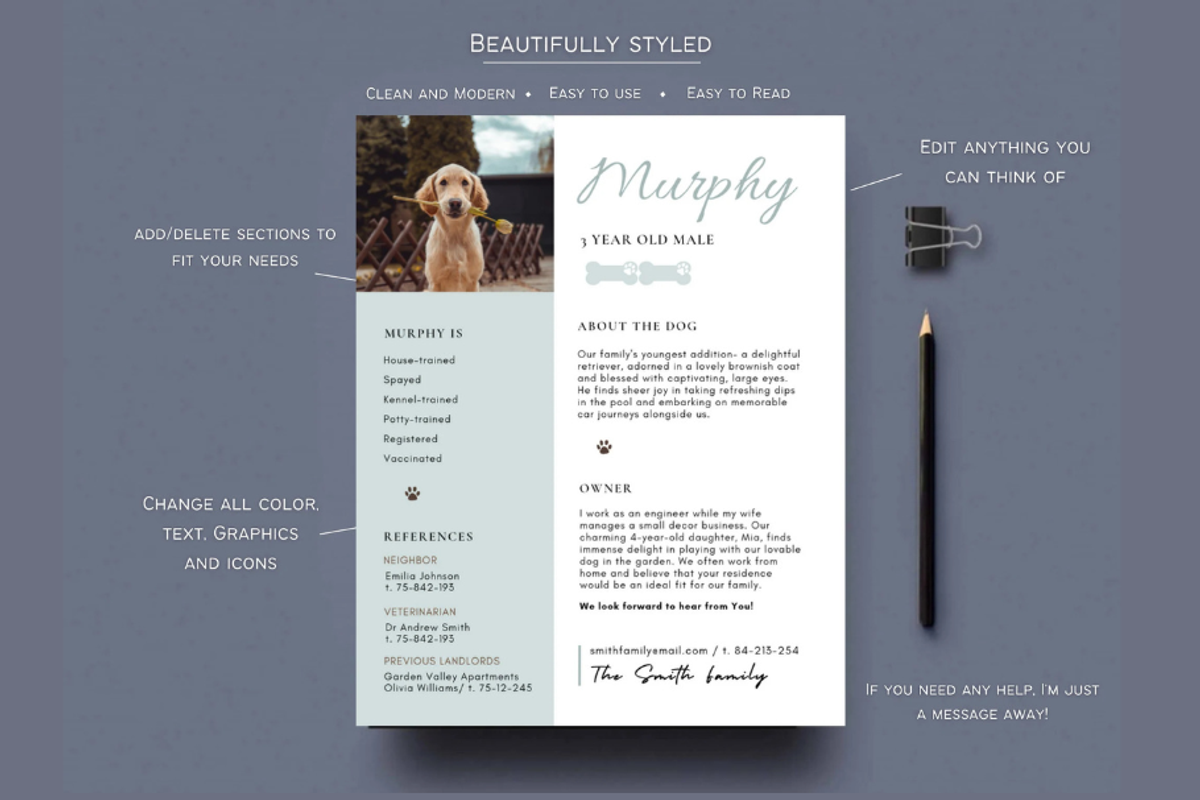 Pet Resume Rental Application, a Resume Template by Climbwithelevator (Photo 2 of 7)
